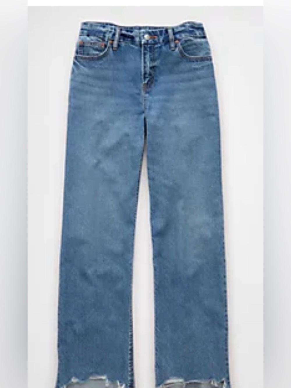 American Eagle Outfitters Distressed Blue Wide-Leg Jeans